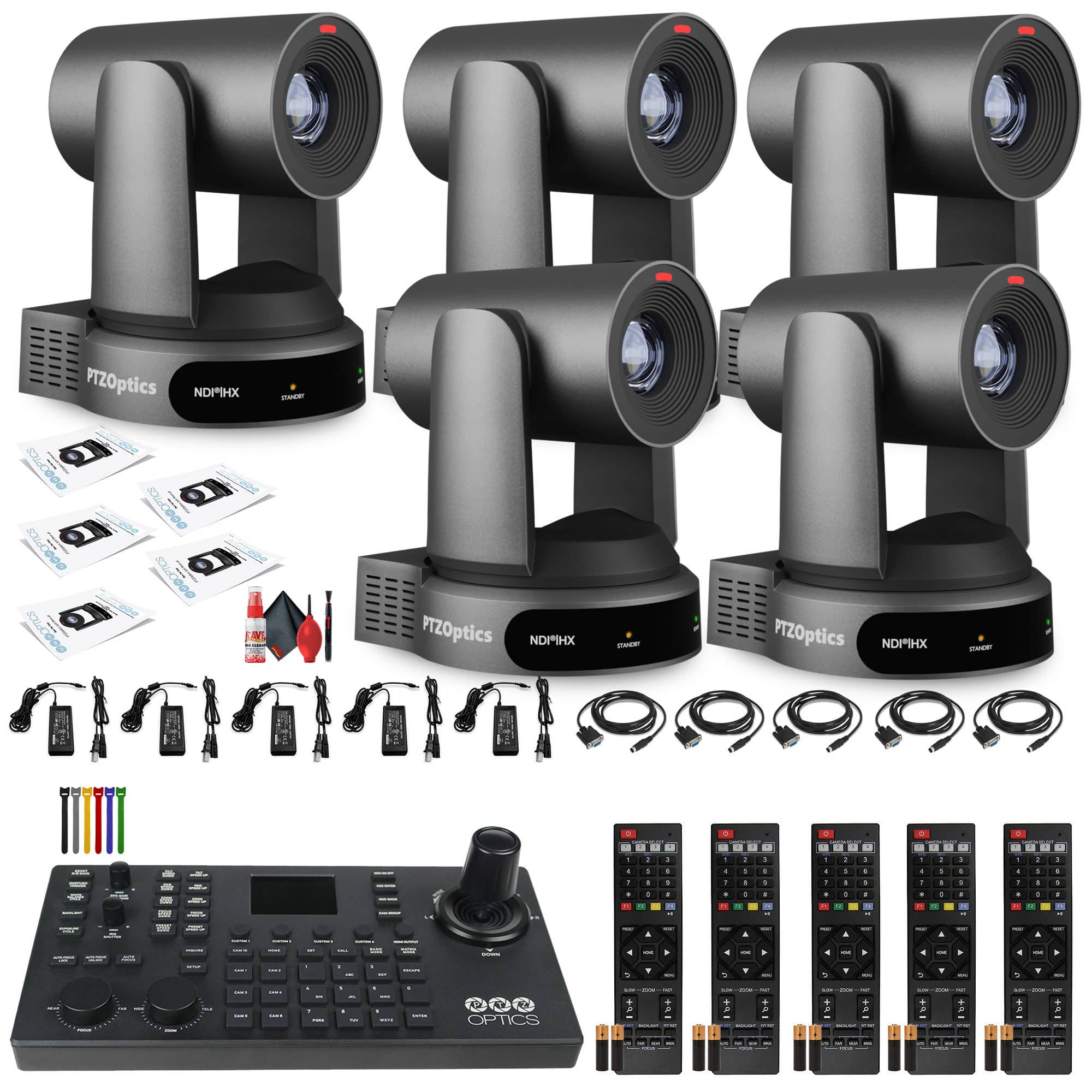 5 x PTZOptics Move 4K PTZ Camera with 30x Zoom (Gray) (PT30X-4K-GY-G3) + SuperJoy PTZ Controller