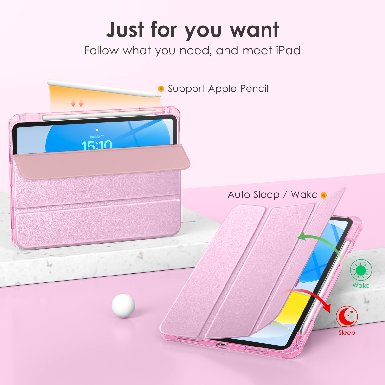 Just for you want  
Follow what you need, and meet iPad  

- Support Apple Pencil  

Auto Sleep / Wake