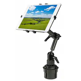 Mount-It! - Carbon Fiber Cup Holder Tablet Mount for 7"–11" Devices, Adjustable Arm, ELD & GPS Use in Cars and Trucks - Black