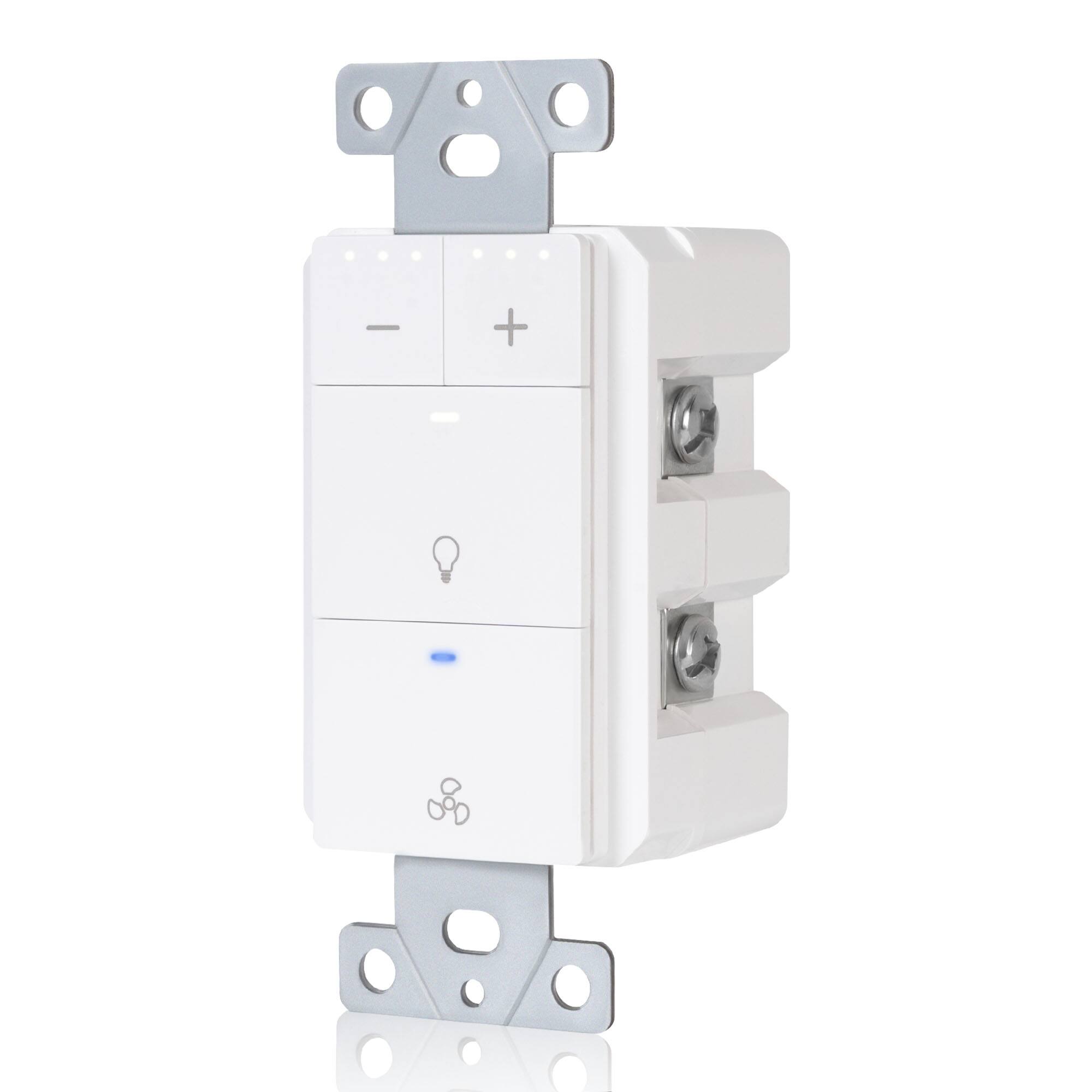 Left. Akicon - Akicon Single Pole LED Dimmer Switch for Bathroom Exhaust Fan with Light in White - White.