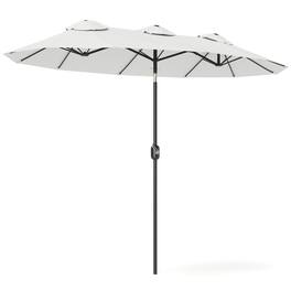 Outsunny - Double Sided Patio Umbrella, 9.5' Large Outdoor Market Umbrella with Push Button Tilt and Crank, 3 Air Vents - Cream