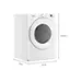 The text on the image reads "Whirlpool 1 38-3/4" H 31" D 27" W." This information indicates that the appliance is a Whirlpool brand washer or dryer with a height of 38-3/4 inches, a width of 31 inches, and a depth of 27 inches.