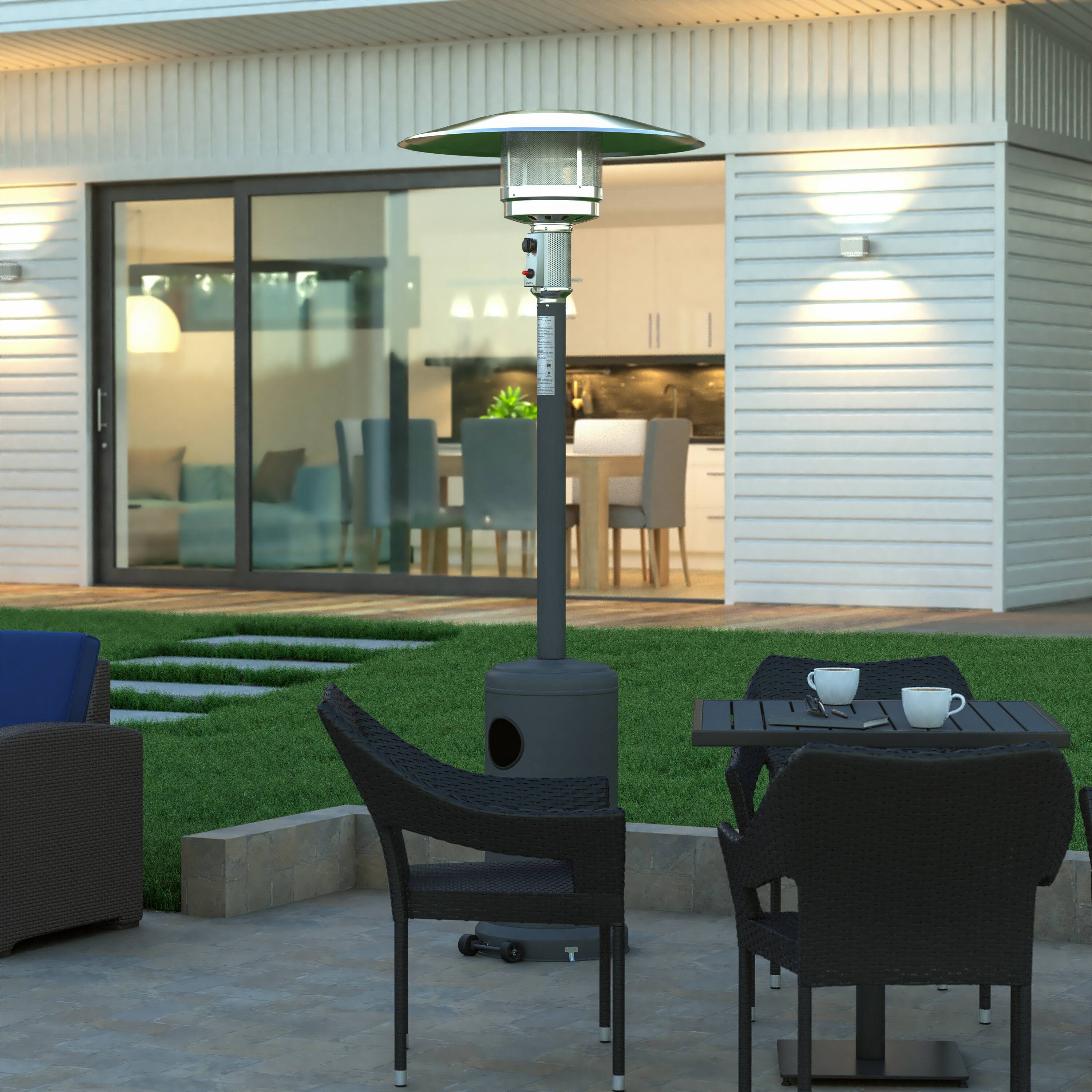 Alt View 1. Emma + Oliver - Outdoor Patio Heater - 7.5 Feet Round Steel Patio Heater - 40,000 BTU's - Slate Gray.
