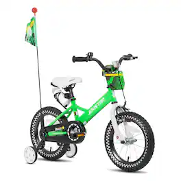 JOYSTAR - Little Daisy 16" Kids Bike for Girls Boys Ages 4-7, Children's Bicycle with Doll Seat & Streamers - Green