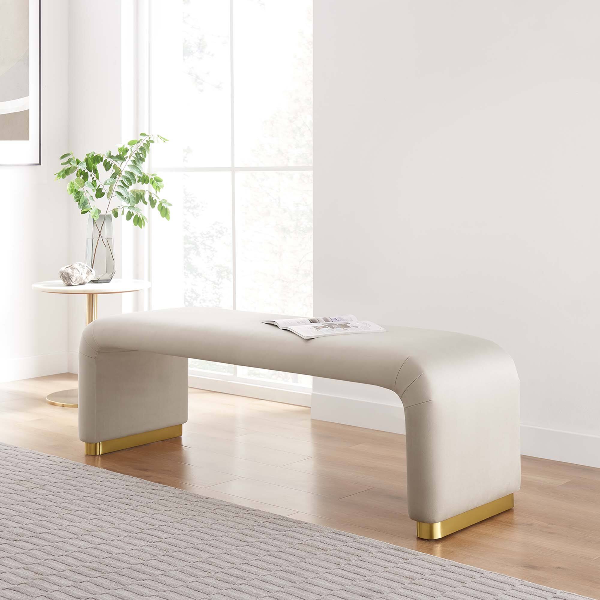 Alt View 4. Modway - Koda Performance Velvet Waterfall Long Bench by Modway - Brown.