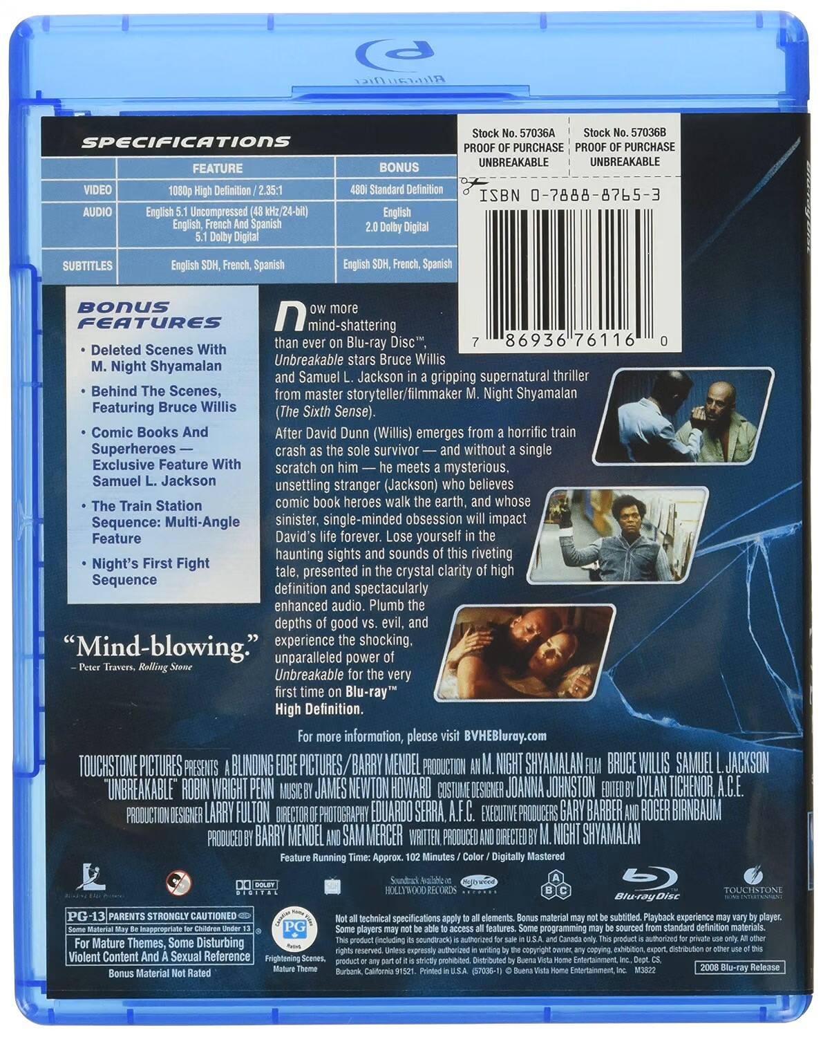 Alt View 1. Unbreakable   - BLU-RAY.
