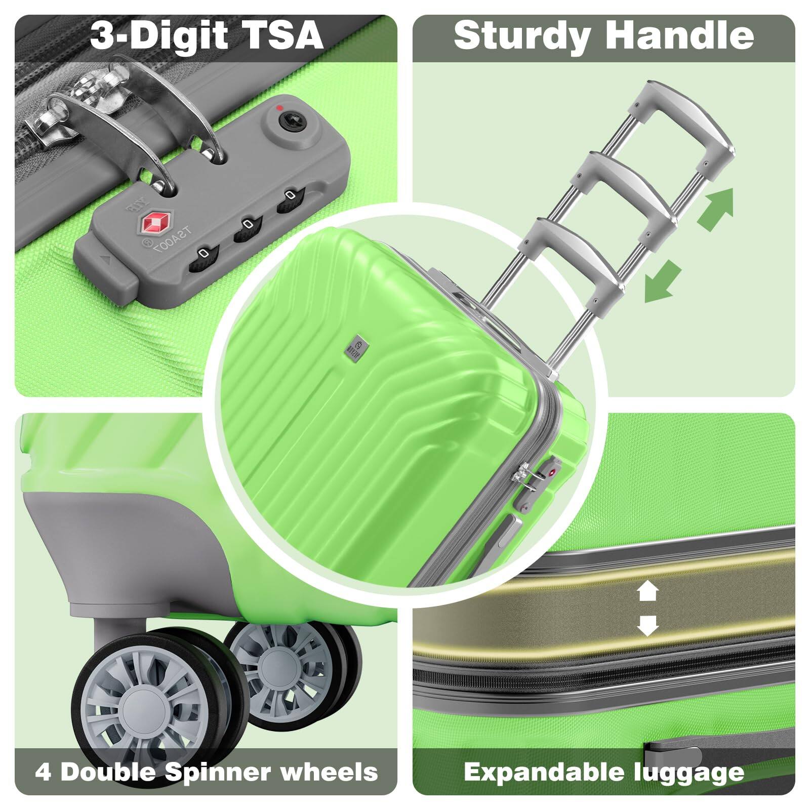 3-Digit TSA  
Sturdy Handle  
4 Double Spinner wheels  
Expandable luggage