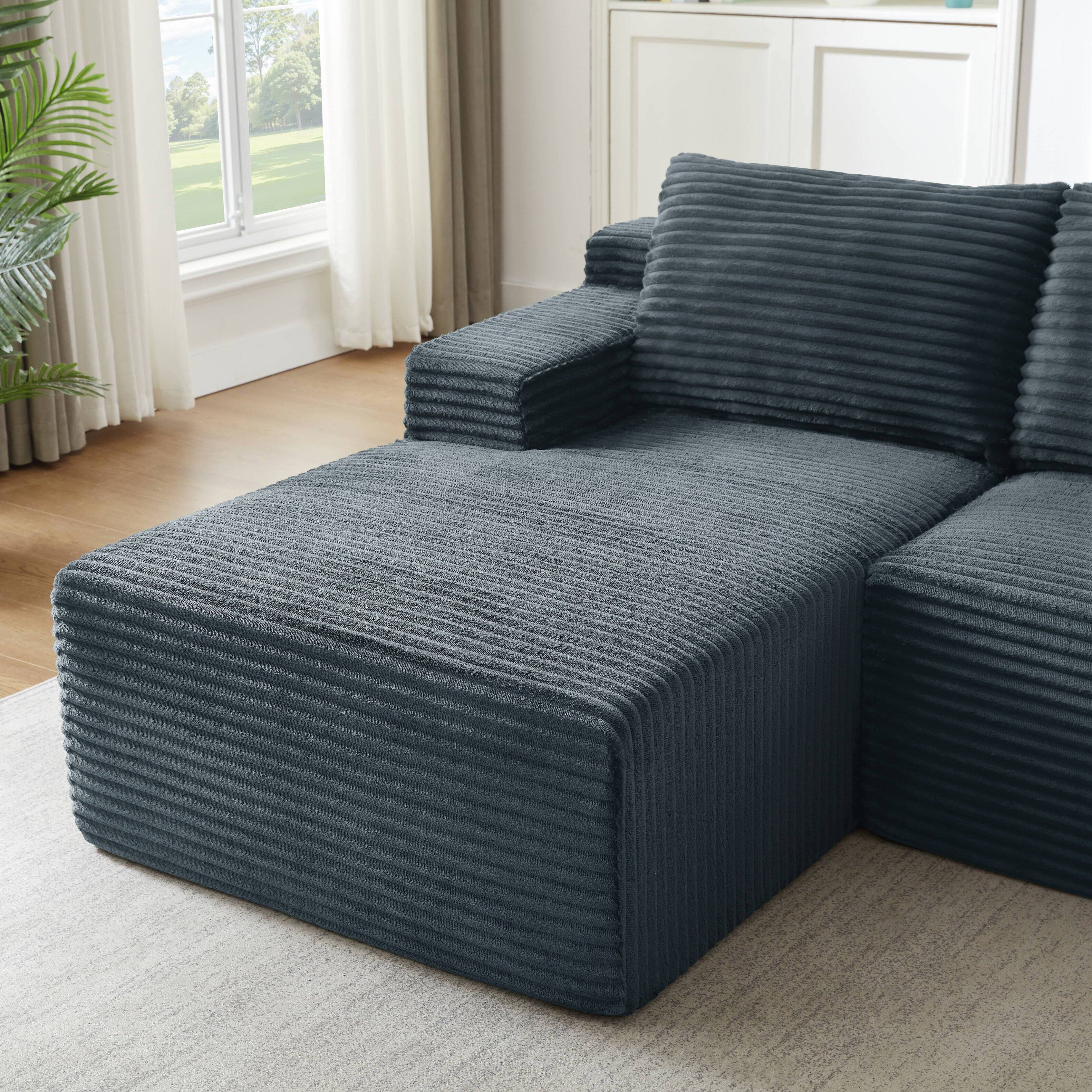 Alt View 5. Anysun - L-Shaped Modular Cloud Sectional Sofa with Deep Seat – No Assembly Required, Left Facing - Dark Gray.