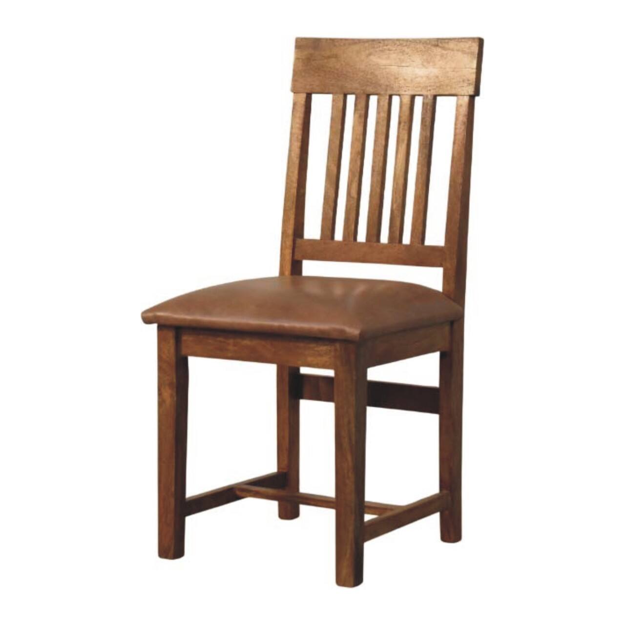 Left. Artisan Furniture - Leather Slatted Dining Chair, Brown - Brown.
