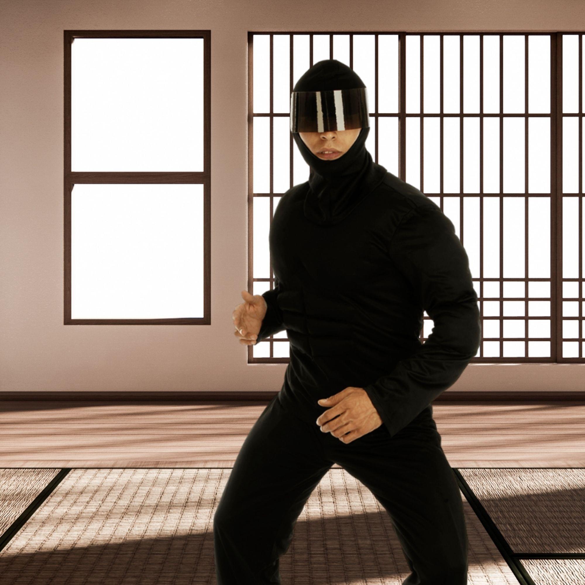 Alt View 2. Fun Shack - Ninja Warrior Adult Costume | 48 Inch Chest - Black.