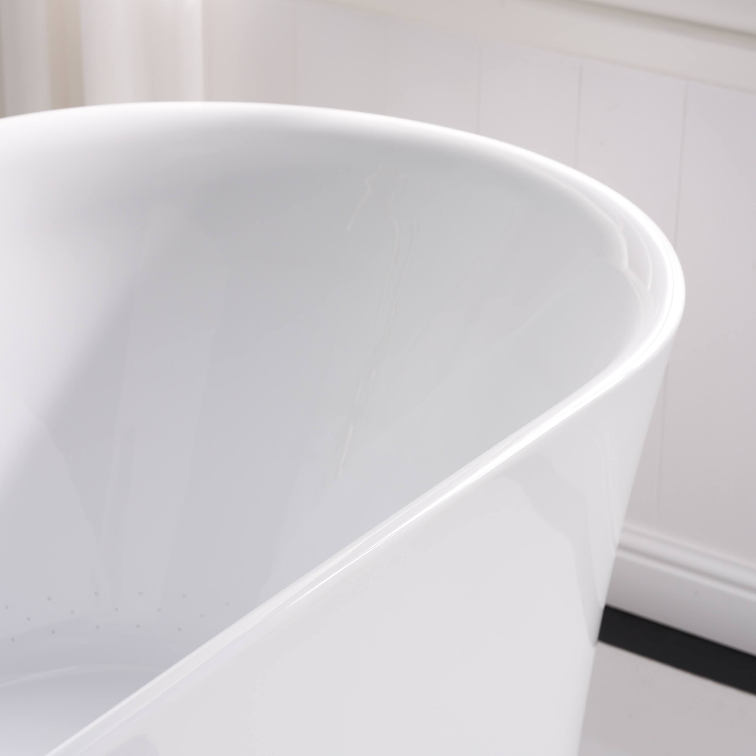 Alt View 10. WELLFOR - Liora 67 in. x 31.5 in. Acrylic Oval Freestanding Flat Bottom Air Bubble Massage and LED Bathtub with Drain and Overflow - White.