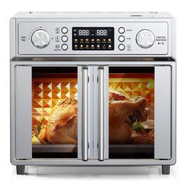 Loheer - Air Fryer Toaster Oven Combo, French Door Countertop Oven, Digital Presets, Stainless Steel - Silver