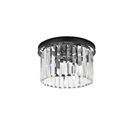 Front. Urban Classic - Sydney 3 light Matte Black Flush Mount Clear Royal Cut Crystal - Matte Black.