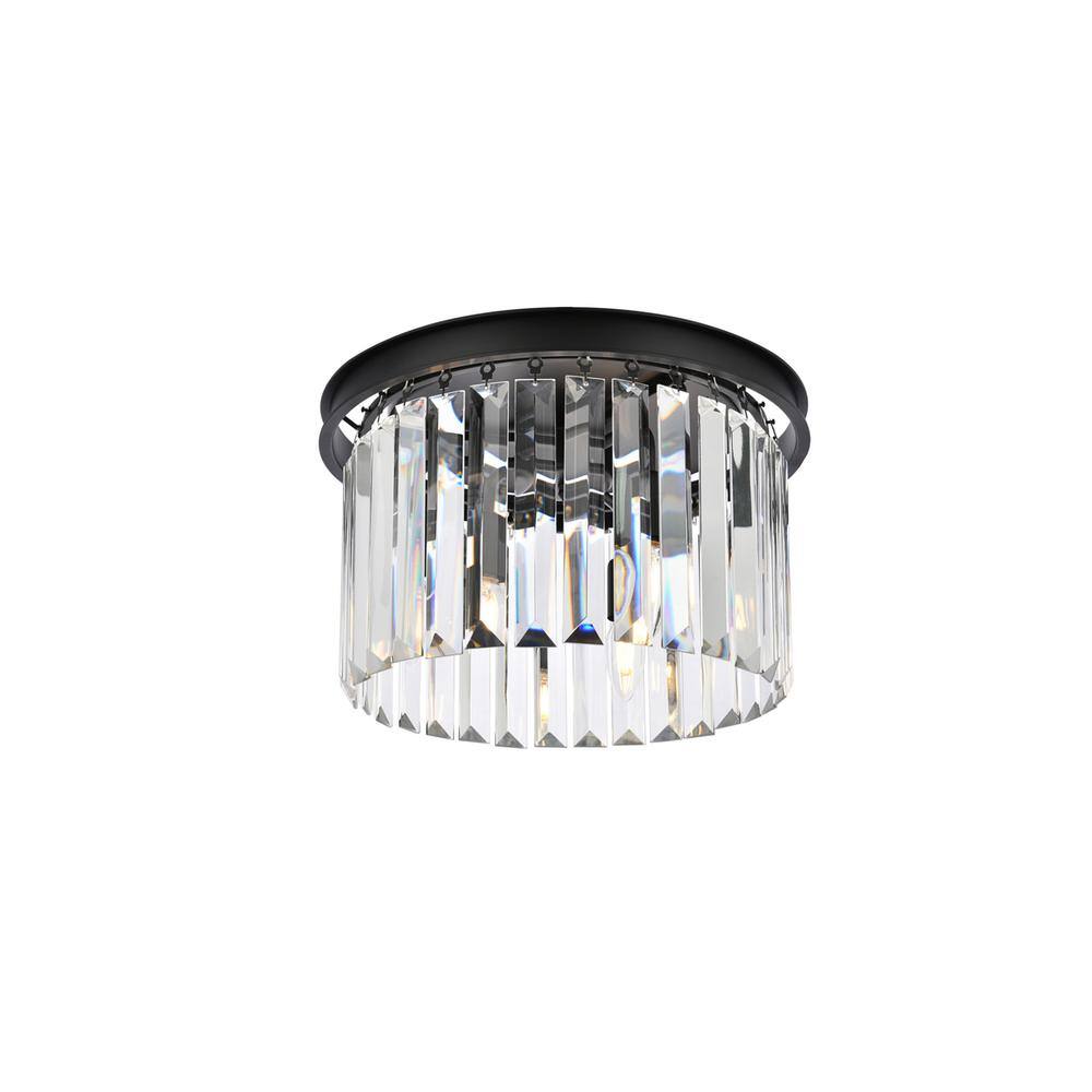 Front. Urban Classic - Sydney 3 light Matte Black Flush Mount Clear Royal Cut Crystal - Matte Black.