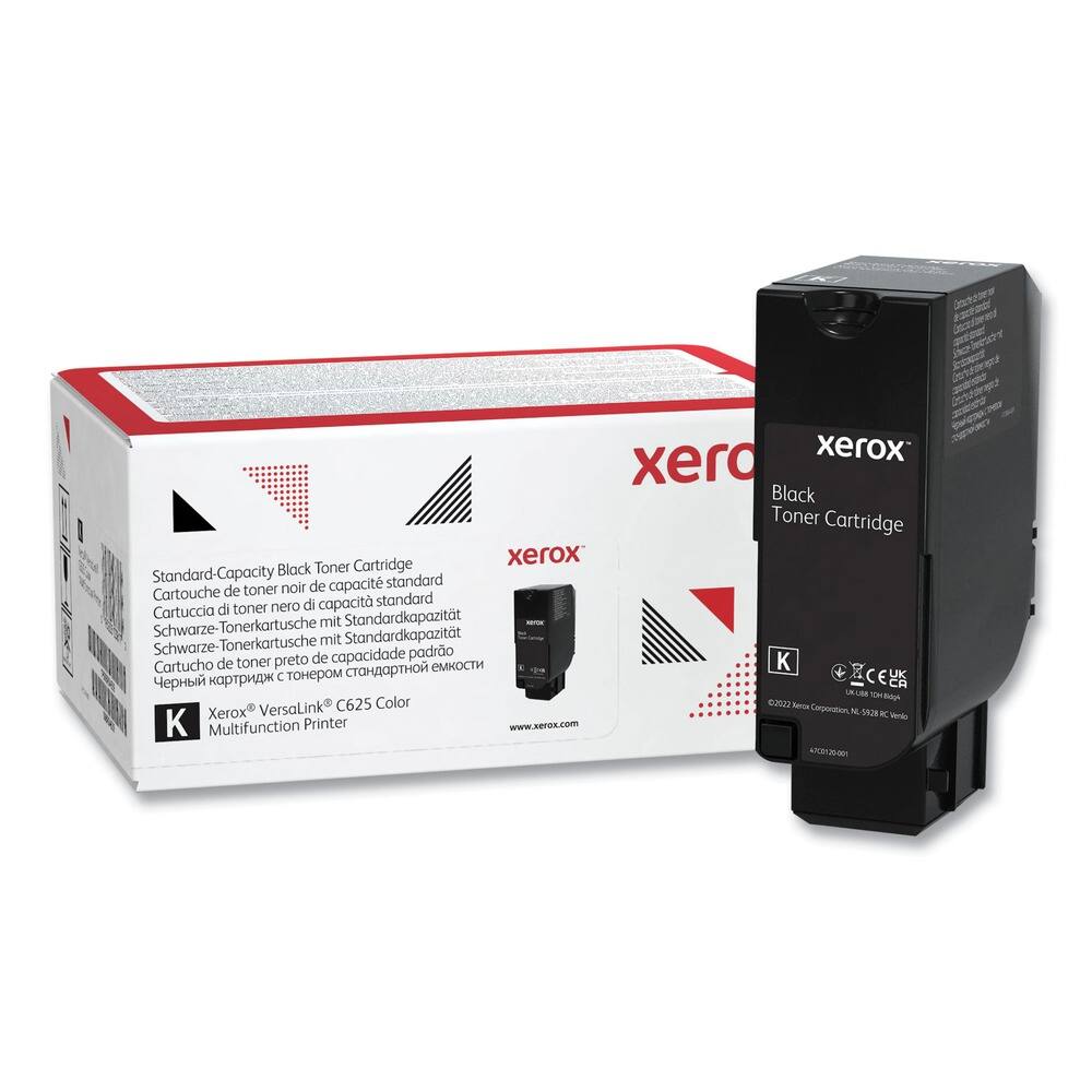 Xerox Black Toner Cartridge  
Standard-Capacity  
Cartouche de toner noir de capacité standard  
Cartuccia di toner nero di capacità standard  
Schwarze-Tonerpatrone mit Standardkapazität  
Cartucho de toner preto de capacidad estándar  
Черный картридж с тонером стандартной емкости  

Xerox® VersaLink® C625 Color  
Multifunction Printer  

www.xerox.com  

©2022 Xerox Corporation. No. 5928 Rev. Venice  
4CF017 0001