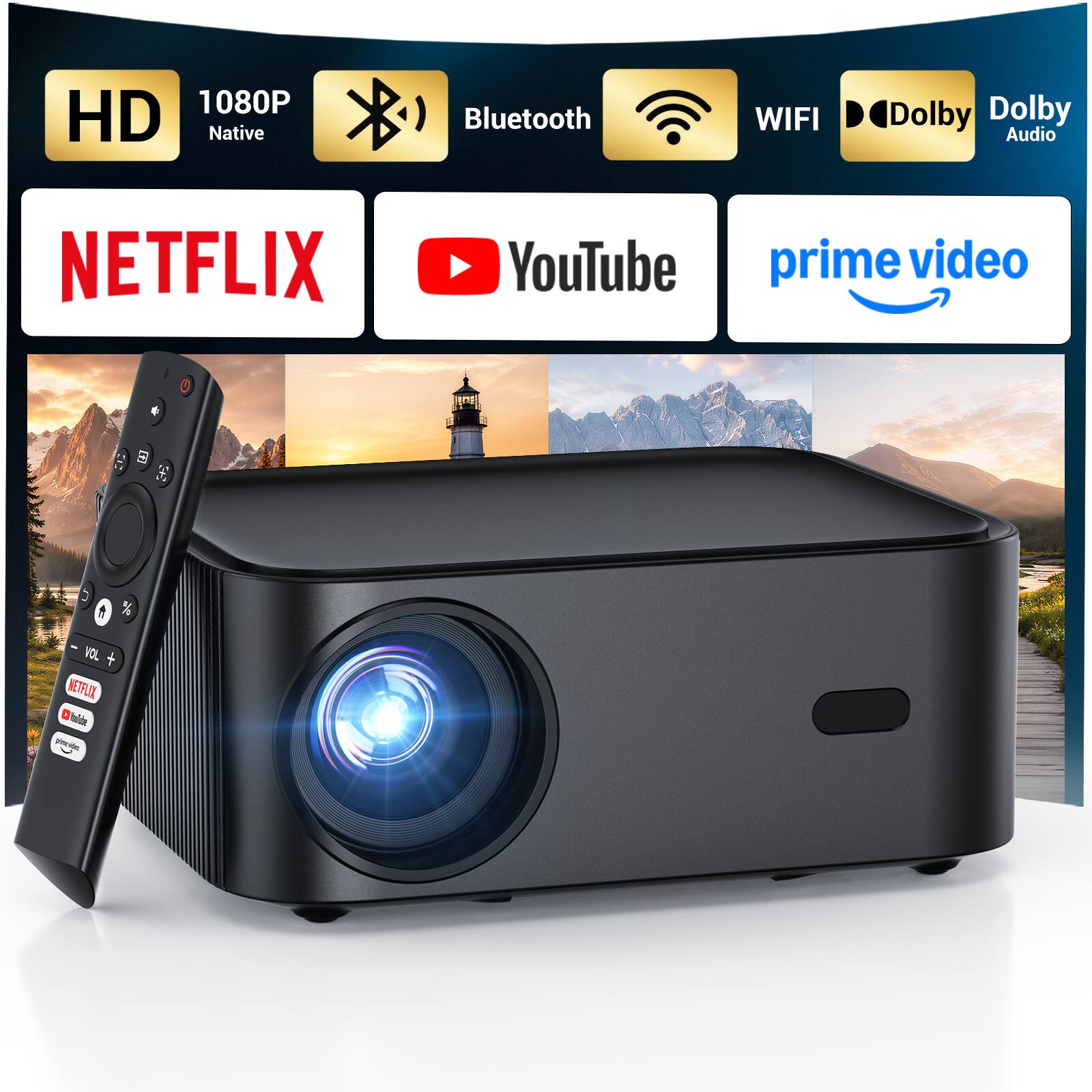 1080P HD Native Bluetooth WIFI Dolby Audio NETFLIX YouTube prime video