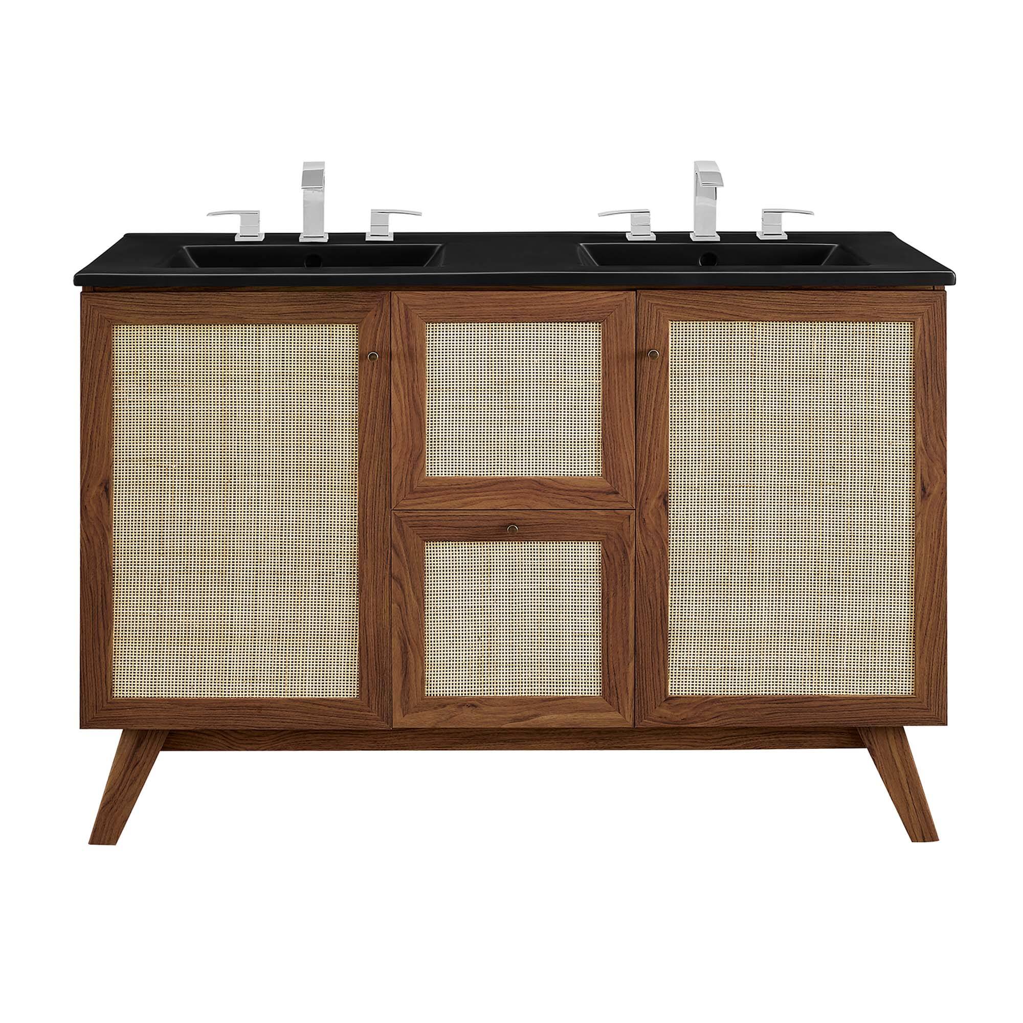 Alt View 8. Modway - Soma Bathroom Vanity with Black Basin Included by Modway - Walnut Black.