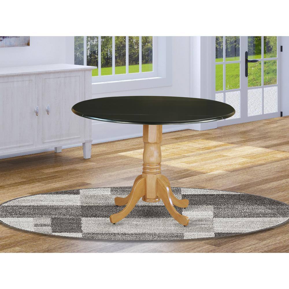 Angle. East West Furniture - Dining Table Black & Oak - Black & Oak.