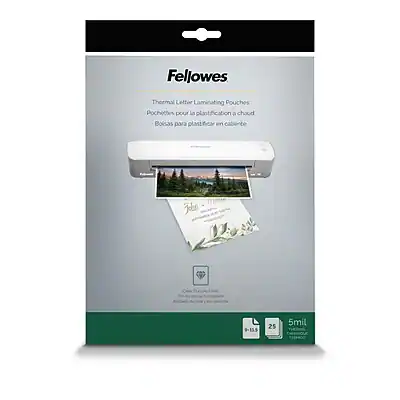 Fellowes Thermal Letter Laminating Pouches
Pochettes pour la plastification à chaud
Bolsas para plastificar en caliente
John 156
25
5mil