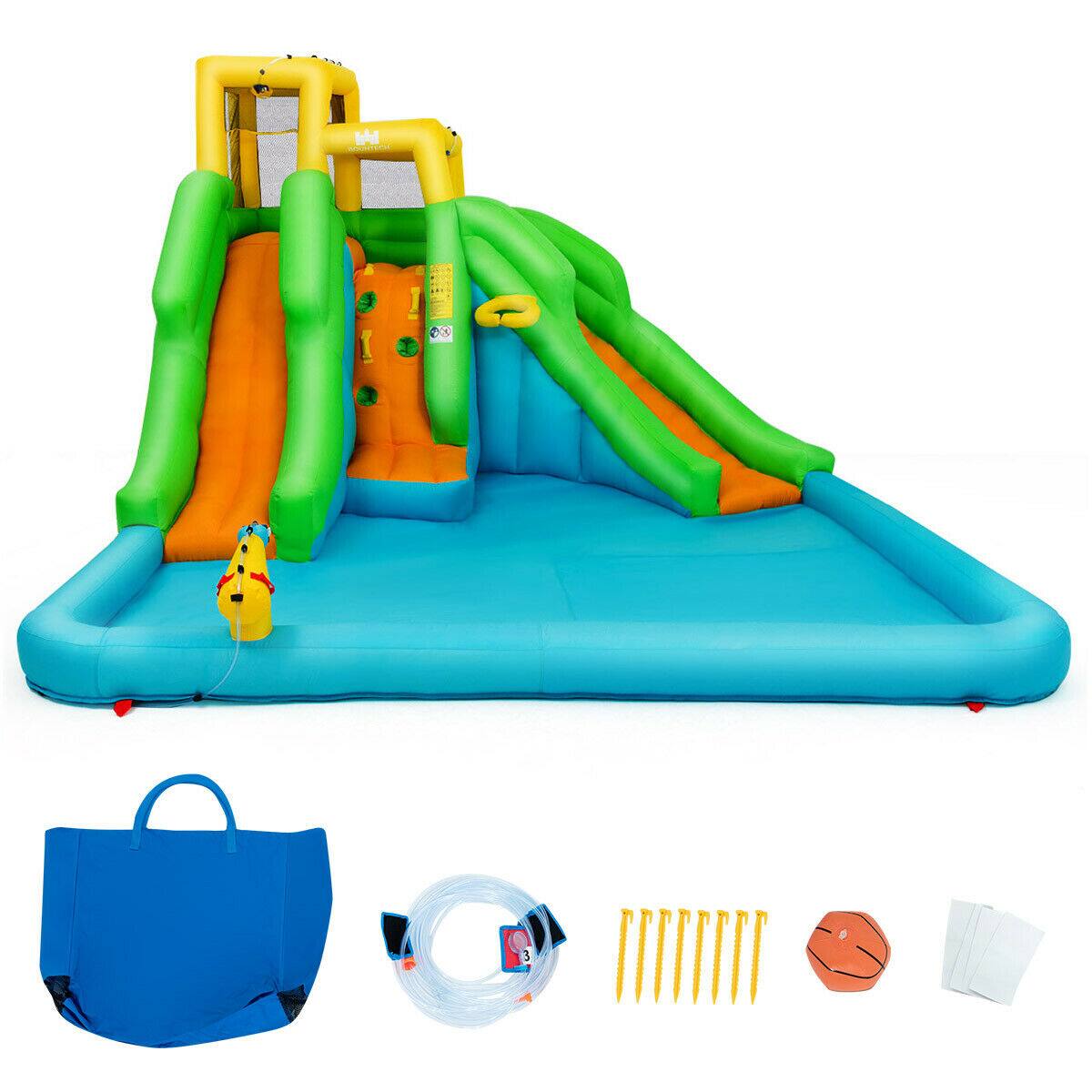 Alt View 4. Gymax - Gymax Kids Inflatable Water Park Bounce House 2 Slide w/Climbing Wall.