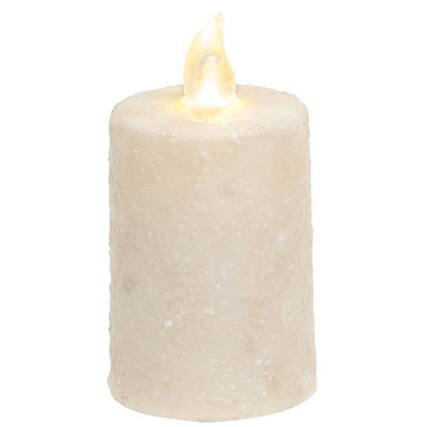 Front. BreeBe - Warm Glow White Glitter Flicker Flame Timer Votive 2.25" x 3"H - White.