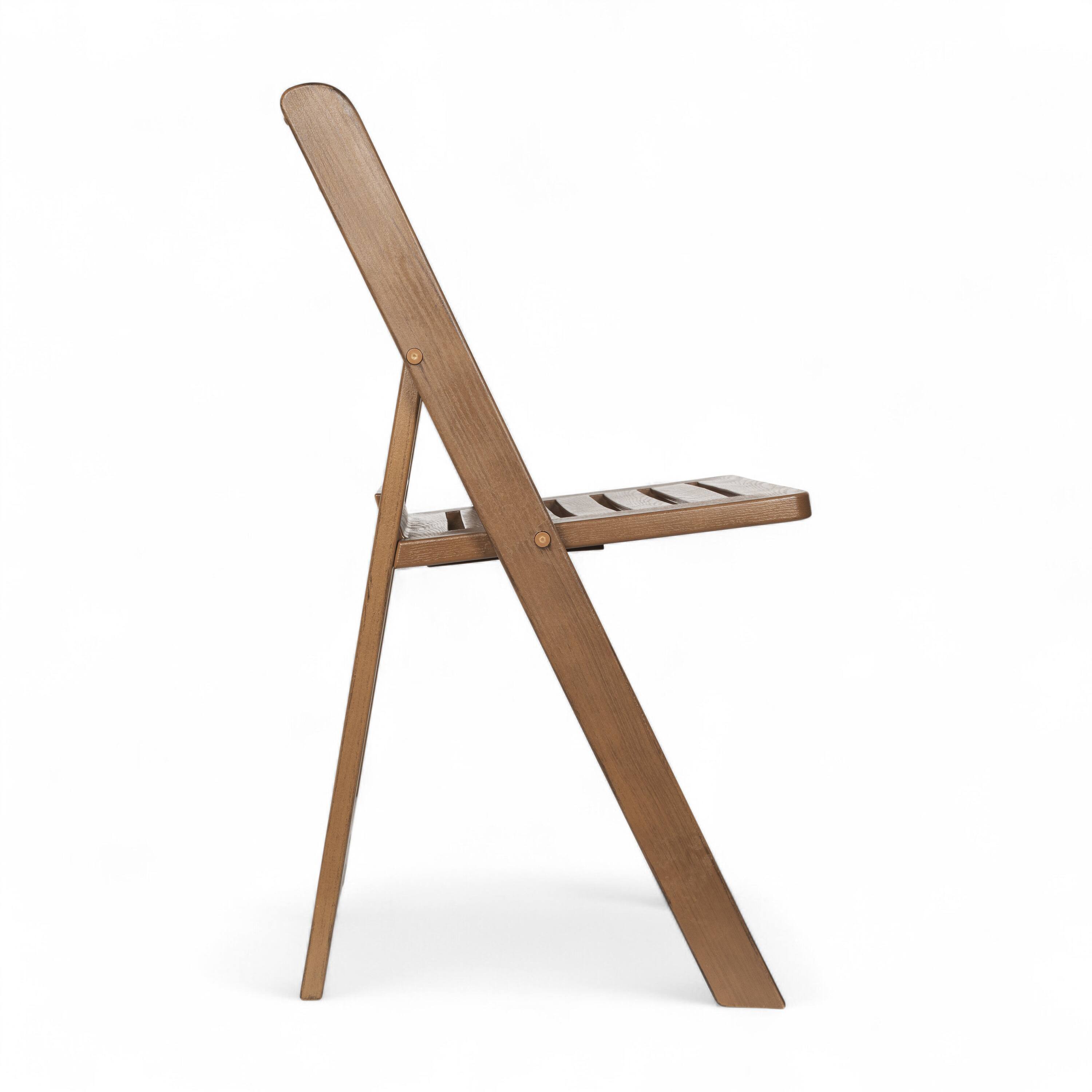 Left. Flash Furniture - HERCULES Commercial Chestnut Indoor/Outdoor Lightweight Wood Look Resin Folding Event Chair with Slatted Seat - Brown.