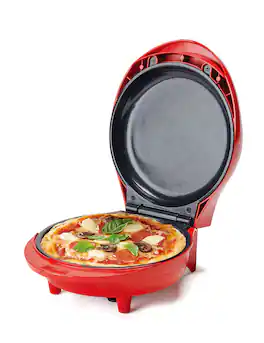 Betty Crocker - 7.5" Electric Pizza & Meal Maker, 1000W Indoor Grill with Nonstick Pan for Pizzas, Quesadillas, Snacks & more, BC-5962RC - Red
