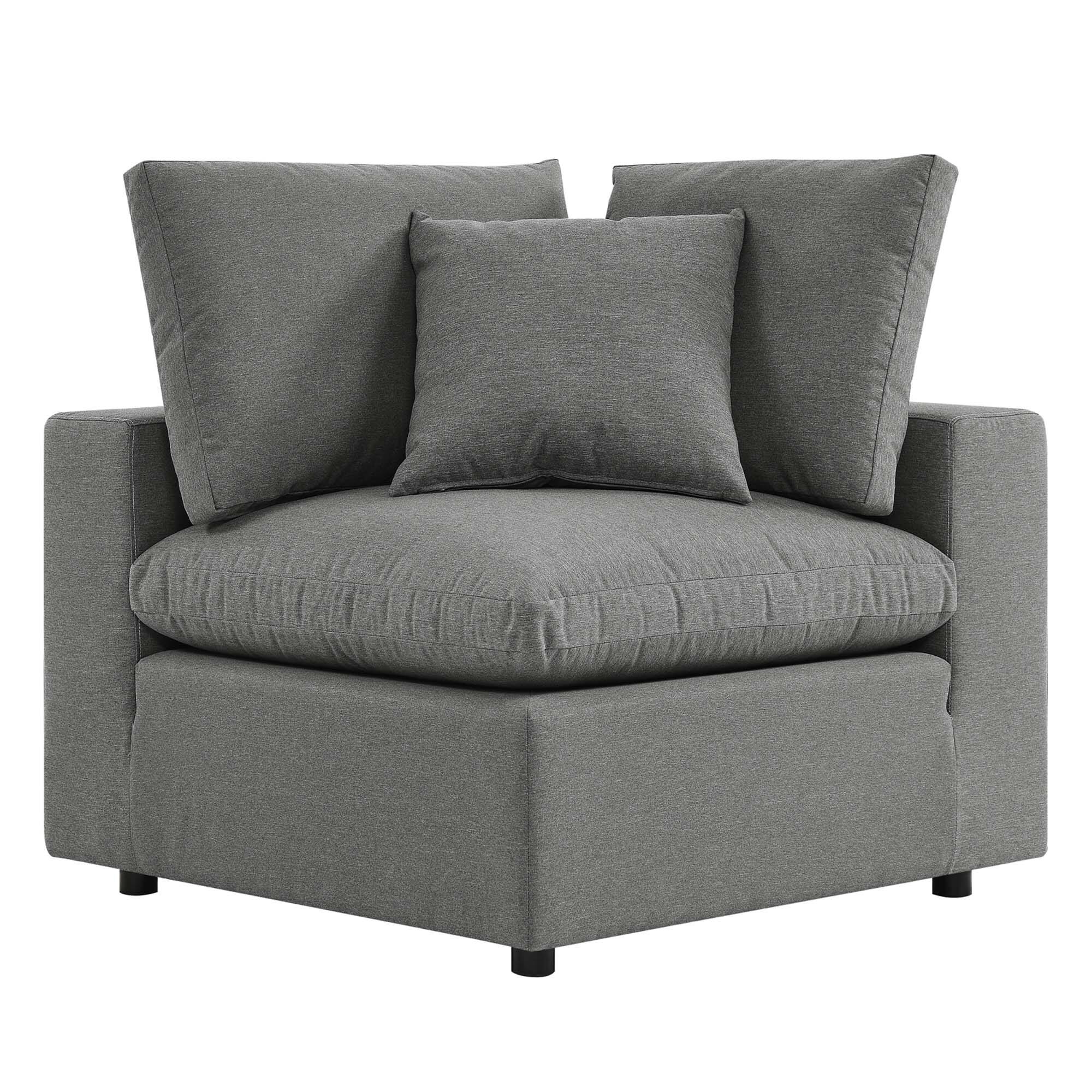 Alt View 7. Modway - Commix Overstuffed Outdoor Patio Sofa by Modway - Charcoal.