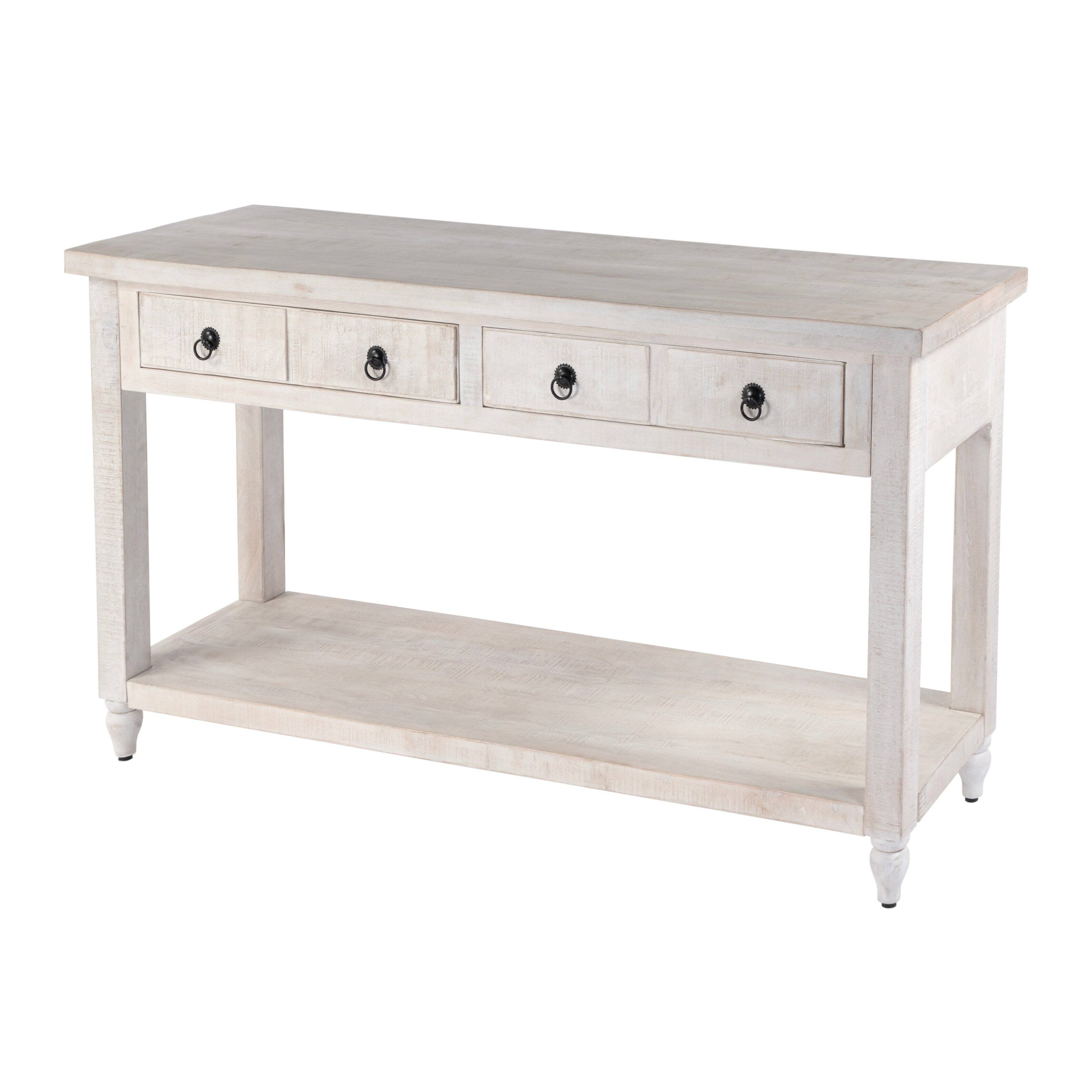 Front. Butler Specialty - Dorothy 54 in. W Rectangular Solid Wood 2 Drawer Console Table with Open Lower Shelf - Gray.