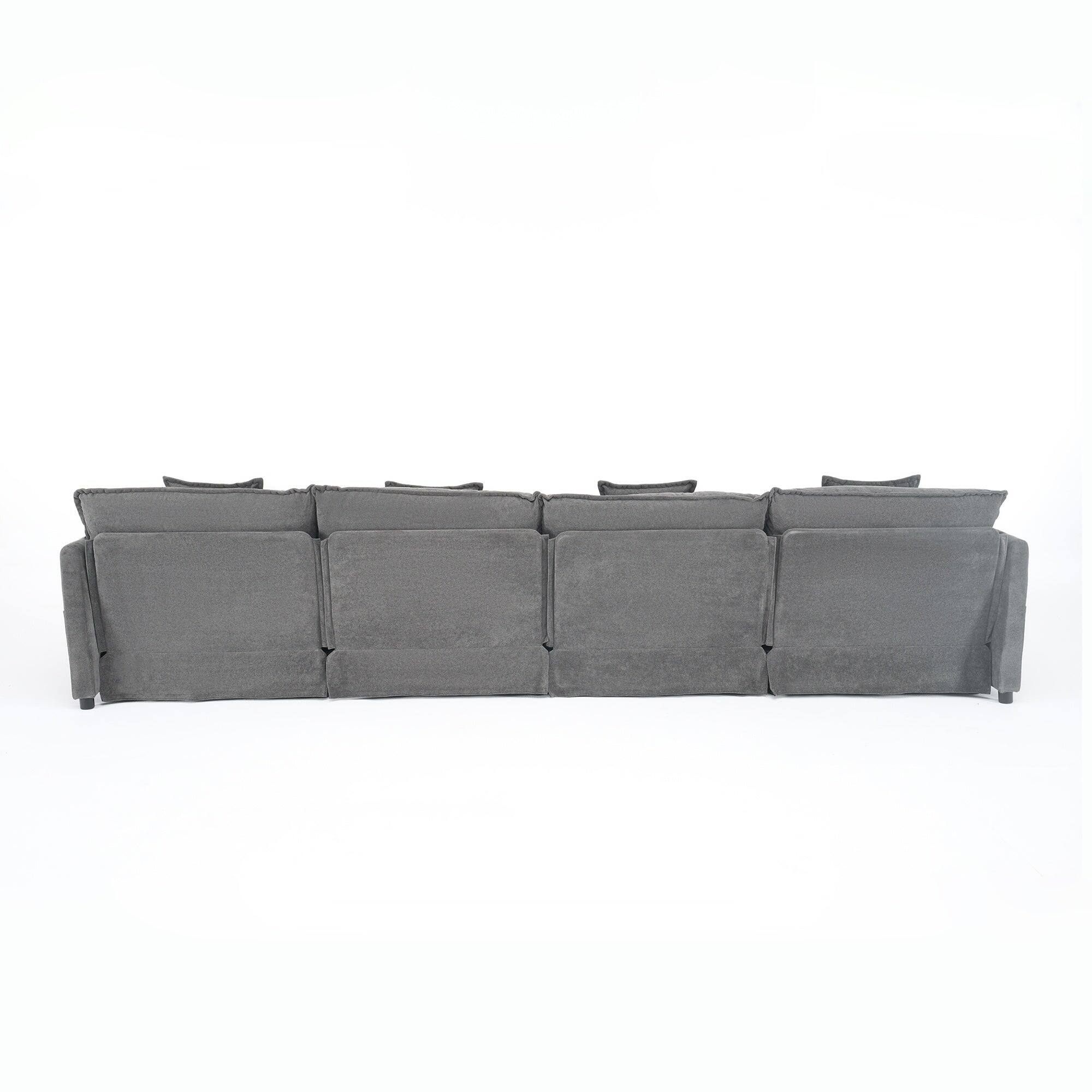 Alt View 4. Boyel Living - Modern Minimalist Grey Chenille Sofa with Side Storage Pockets 6-Seat - Grey.