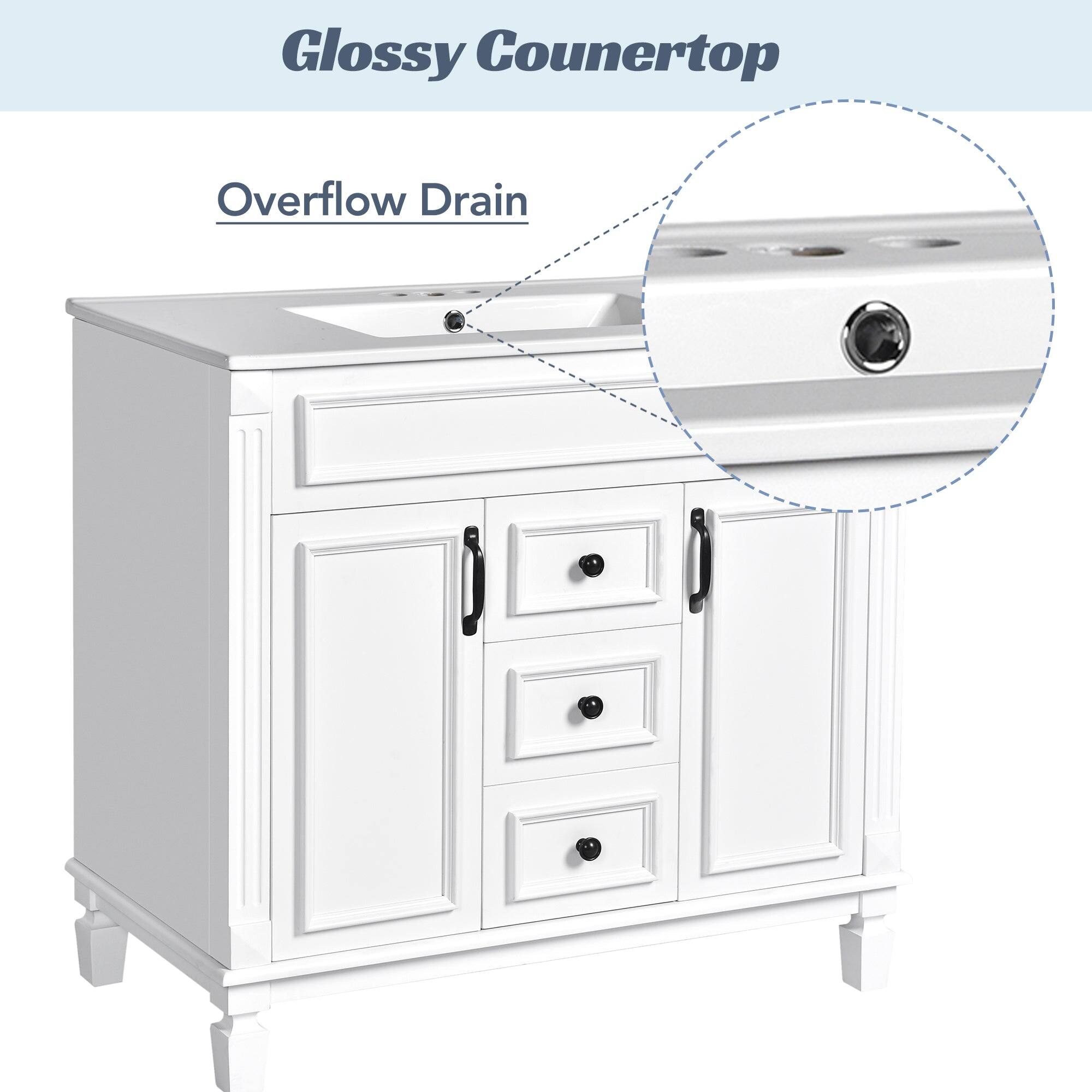 Glossy Countertop  
Overflow Drain