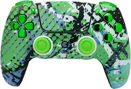 Custom Controllerzz - Custom Wireless Controller for PS5 - Swamp Fade & Green Chrome Inserts