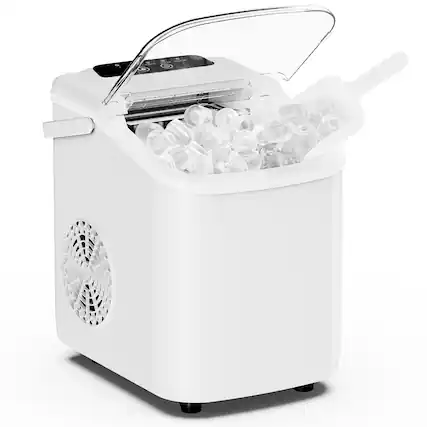 Front. Loheer - Loheer Desktop Ice Maker with Handle, 26 lbs Daily, 9 Cubes in 6 Mins, Self-Cleaning Portable Machine - Black.