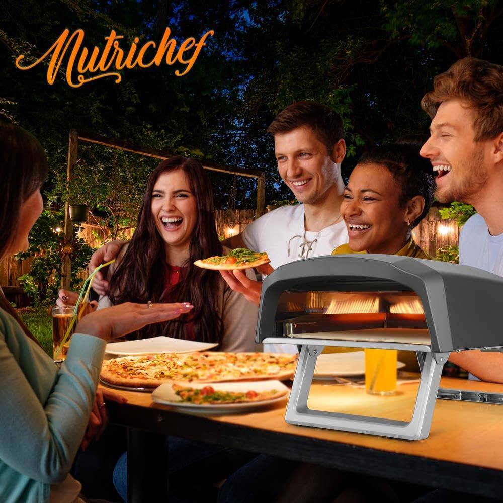 Alt View 6. NutriChef - NutriChef Portable Outdoor Gas Pizza Oven, Foldable Feet, Adjustable Heat Control, Cooks 12" Pizza in 60 Sec - NCPIZOVN - Matte Black.