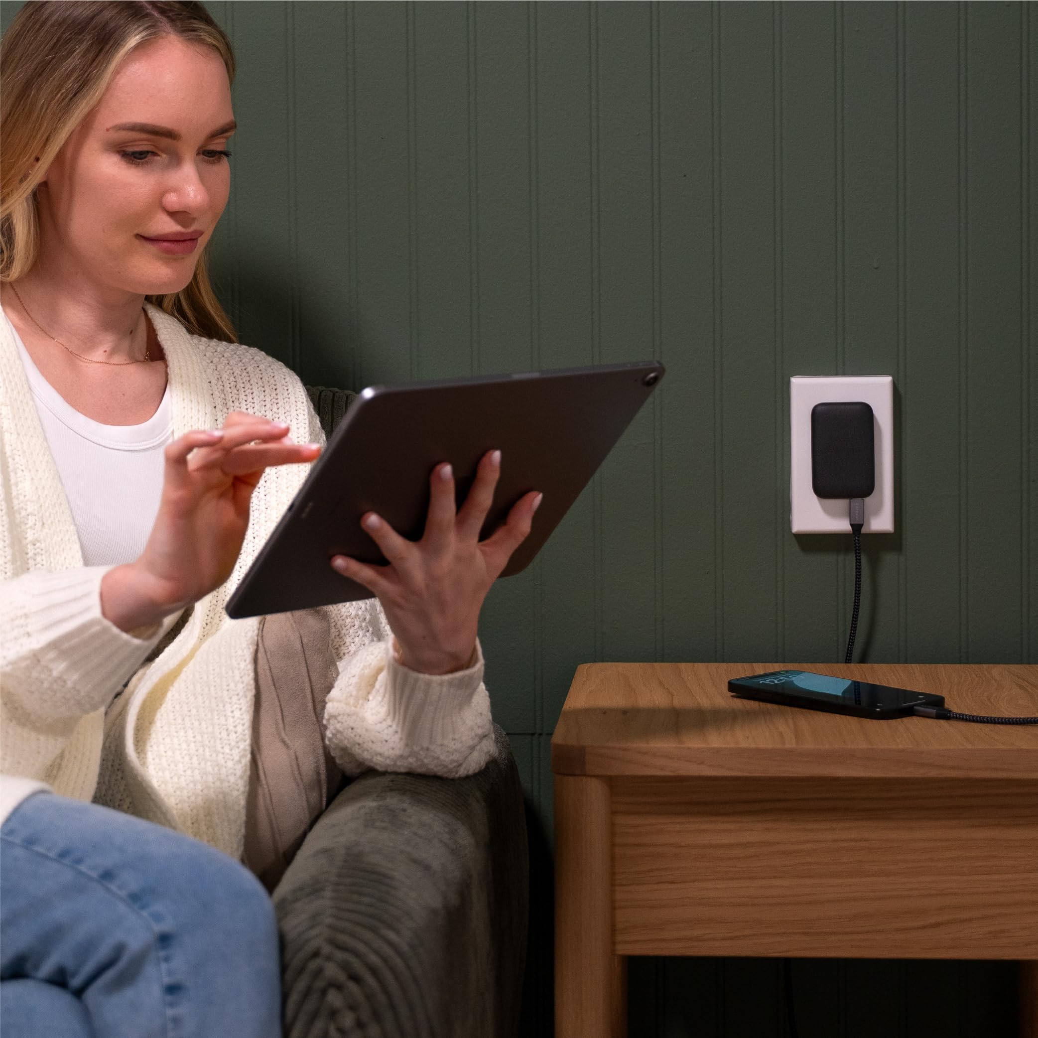 Alt View 5. Satechi - OnTheGo 67W GaN USB-C Wall Charger - 2 USB-C, PD 3.0+PPS, for MacBook Air/Pro, iPhone, iPad, Galaxy - Black.