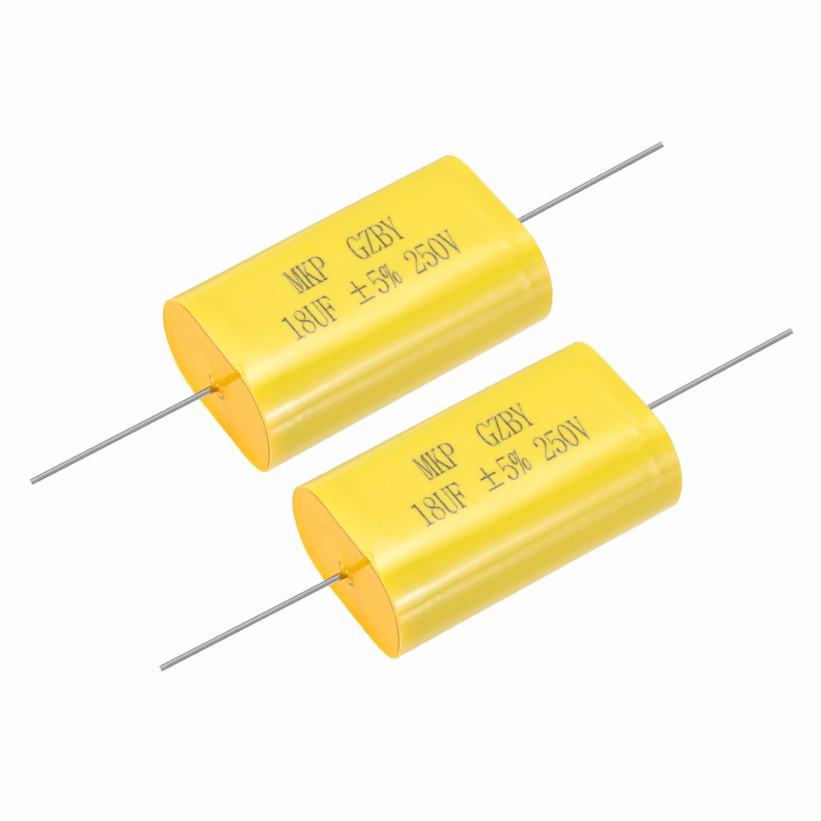 Unique Bargains - 2pcs 18uF Frequency Divider Capacitor, 250V Audio Speaker Crossover Non-Polarity Polypropylene MKP Film Capacitor - Yellow price history on PriceWatchPro