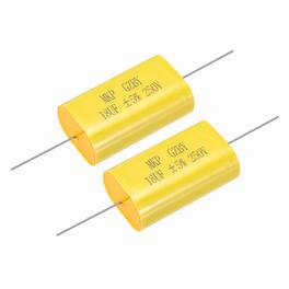 Unique Bargains - 2pcs 18uF Frequency Divider Capacitor, 250V Audio Speaker Crossover Non-Polarity Polypropylene MKP Film Capacitor - Yellow