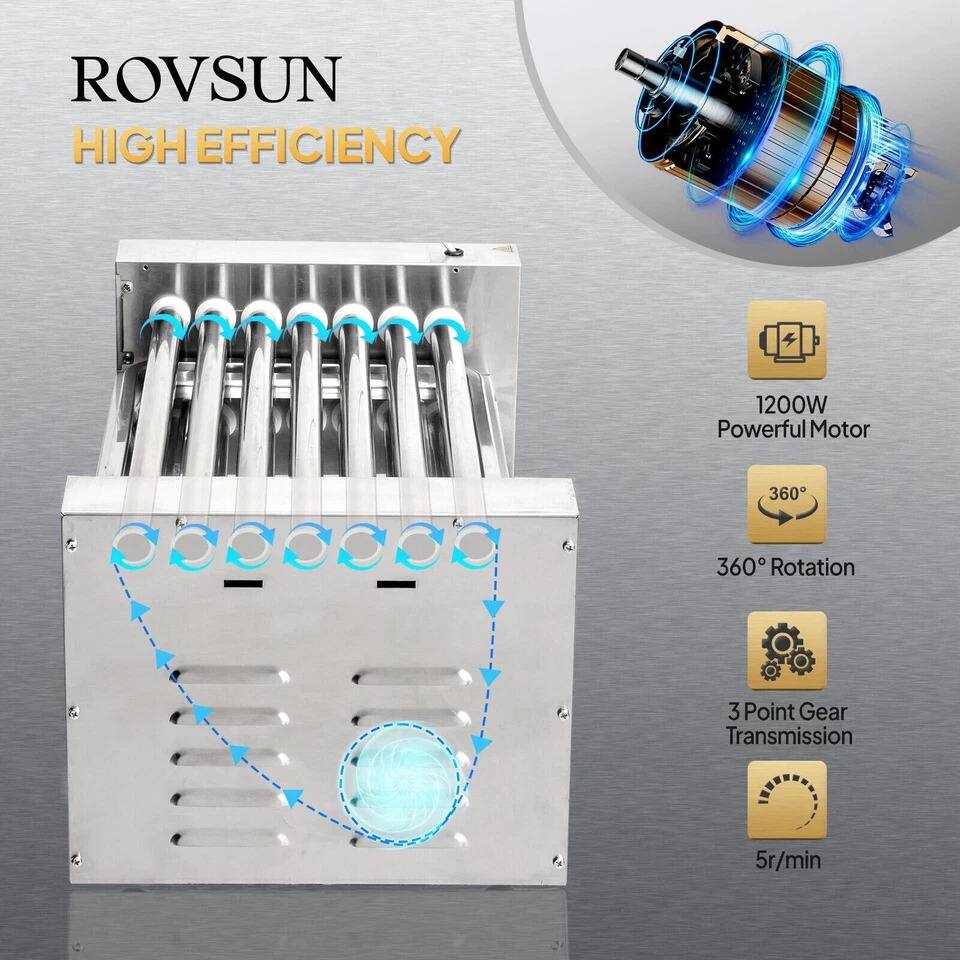 ROVSUN  
HIGH EFFICIENCY  

1200W Powerful Motor  
360° Rotation  
3 Point Gear Transmission  
5r/min