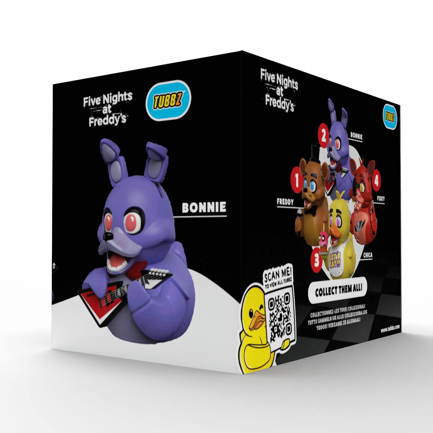 Five Nights at Freddy's Five Nights at Freddy's 2 DONNIE BONNIE 1 FREDDY 1 4 FORT SCAN ME! ALL 2 D FEW 21 CHICA 3 LATH COLLECT THEM ALL! 700S COLLEZIONALI COLLECTIONNEZ-S COLOCCIOTA SAMMILR a ALLD TUTTI VERZANIE I ALLEMAALI 100000 notwadcm