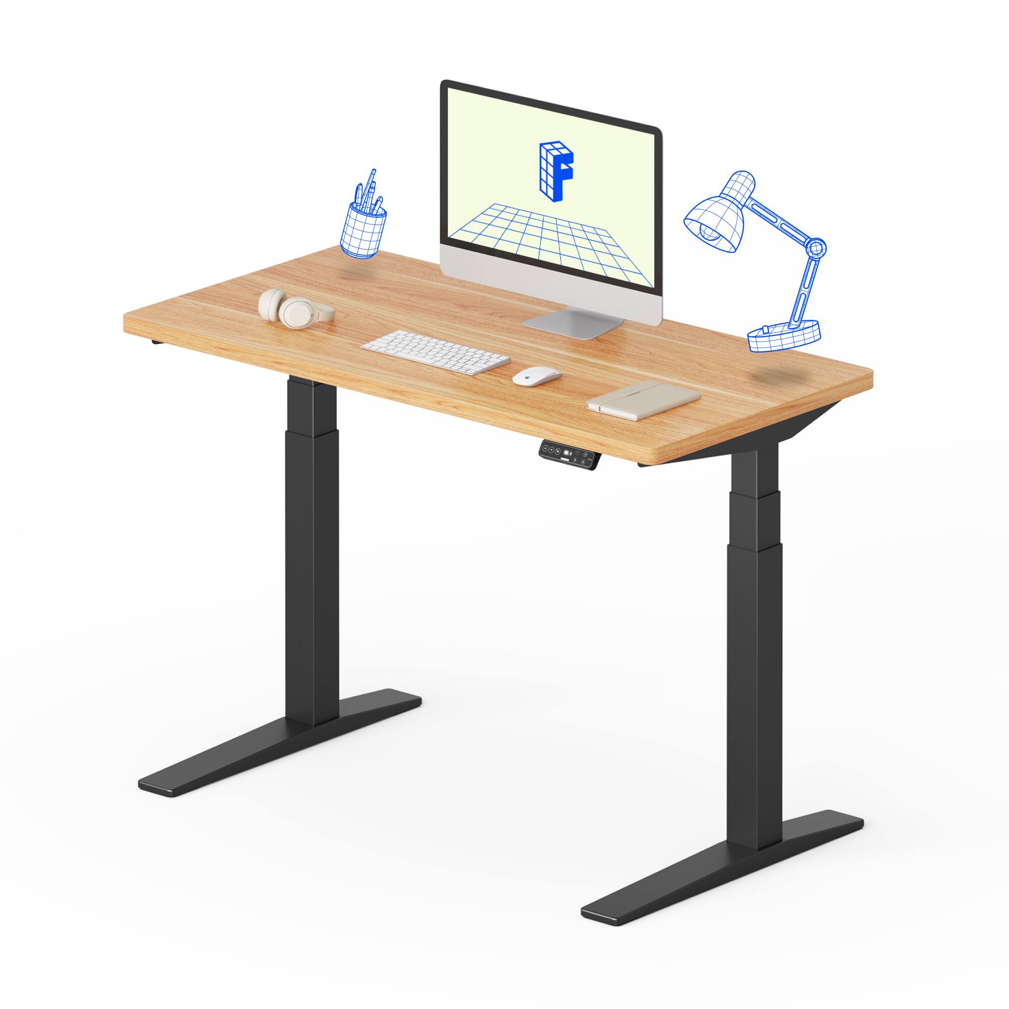 Alt View 5. FlexiSpot - FlexiSpot E7Pro 48''W Electric Adjustable Standing Desk Chipboard, Maple/Black - Maple.