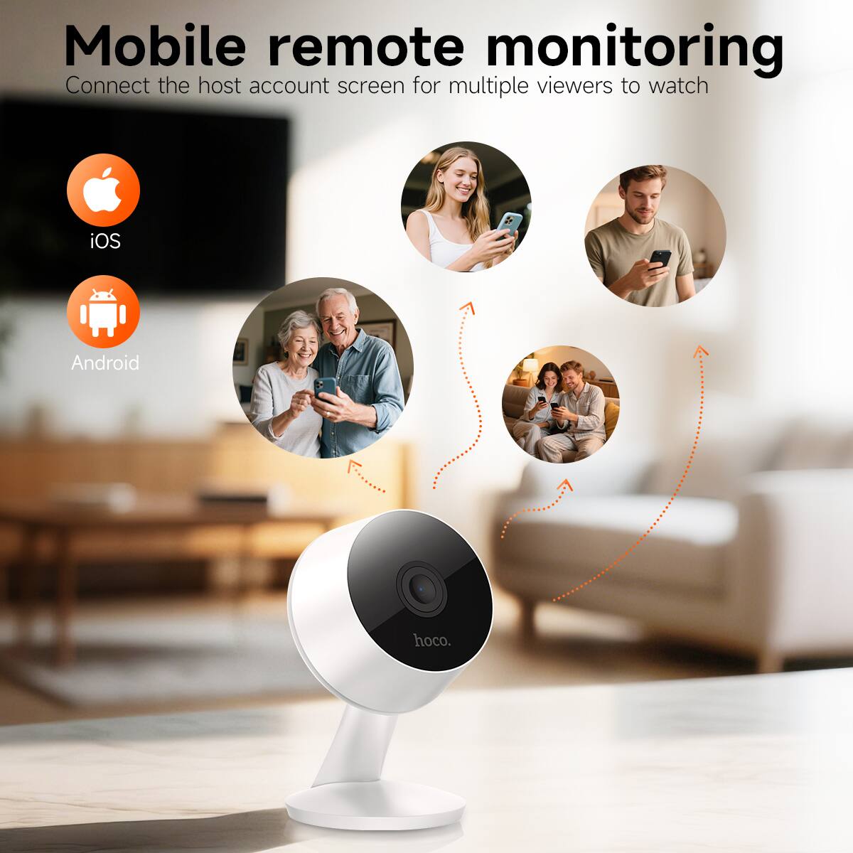 Mobile remote monitoring  
Connect the host account screen for multiple viewers to watch  

iOS  
Android  

hoco.