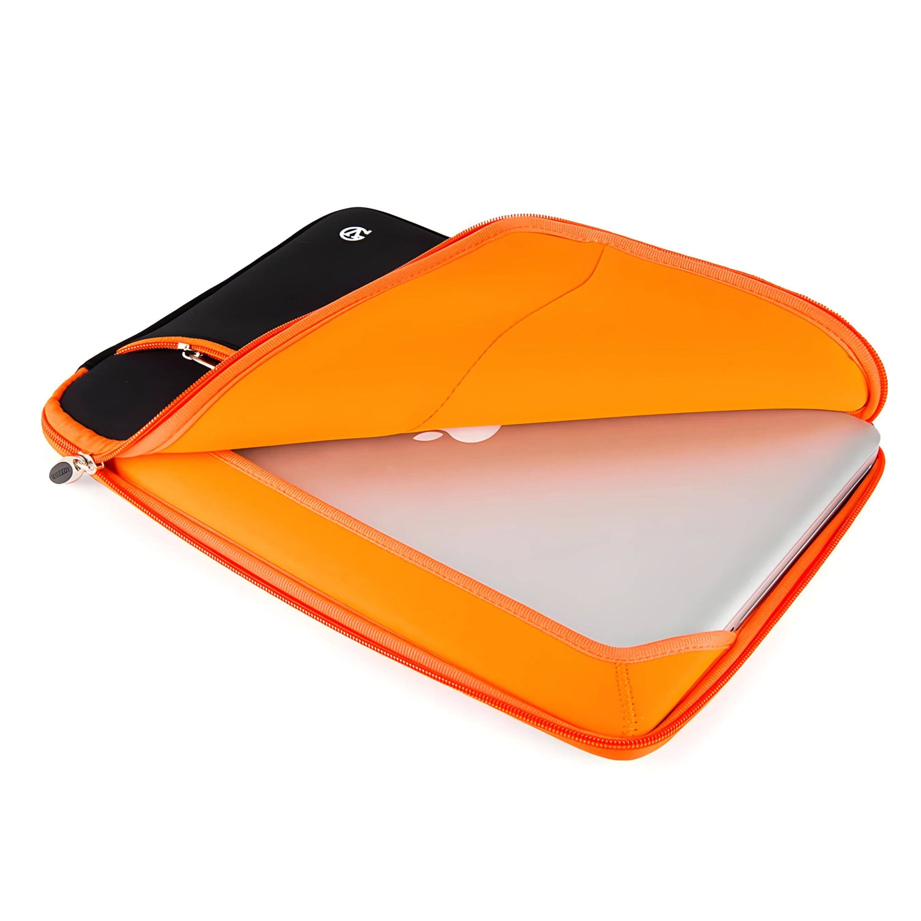 Back. Kitcheniva - Universal Laptop Neoprene Sleeve Carry Case Zipper Bag 13" Black/Orange - Black/Orange.