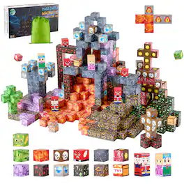 VEVOR - Magnetic Blocks, 100 PCS Dark Castle Set, Magnetic Building Cubes for Kids, STEM Montessori Sensory Toys - colorful