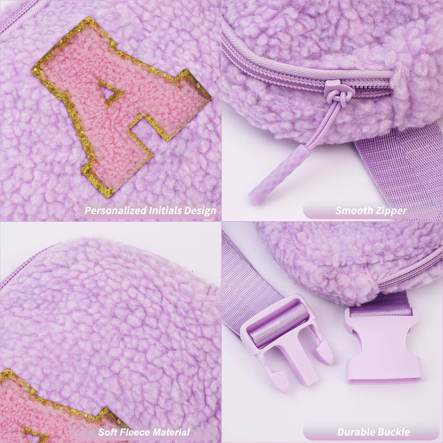 Personalized Initials Design  
Smooth Zipper  
Soft Fleece Material  
Durable Buckle