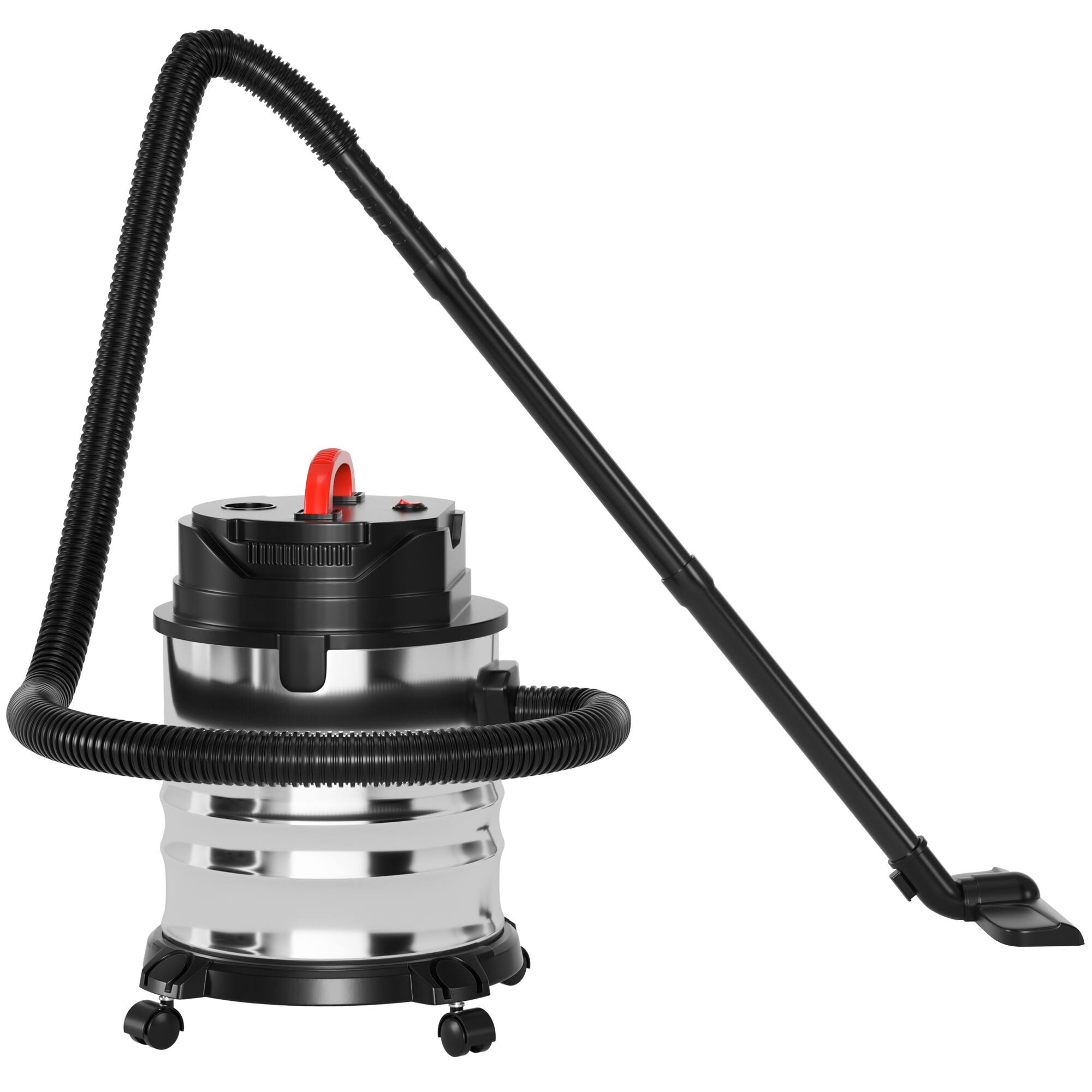 Angle. Topteng - 5-Gallon 1800W Stainless Steel Wet/Dry Vac - 18L Capacity, Blower Function, with 9 Attachments for Garage, Car, Workshop.