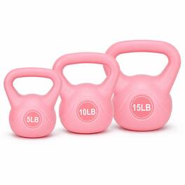 BalanceFrom Fitness - BalanceFrom Sand-Filled Kettlebell Exercise Weights, Set of 5, 10, and 15 lb - Pink
