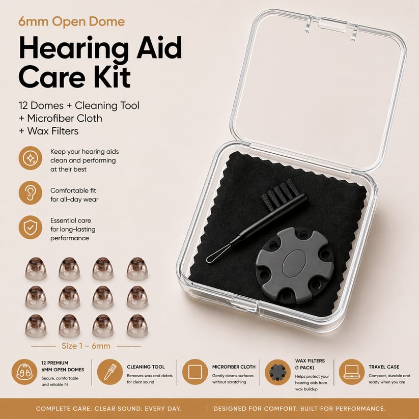 Eara - Size 1: 6mm Open Dome Care Kit - Transparent