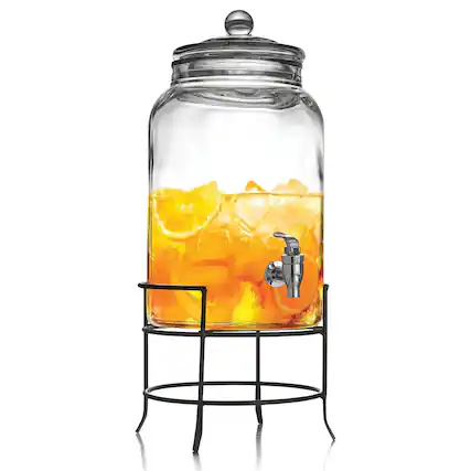 Front. Style Setter - Montgomery Beverage Dispenser 2.75 GAL with Metal Stand - Clear.