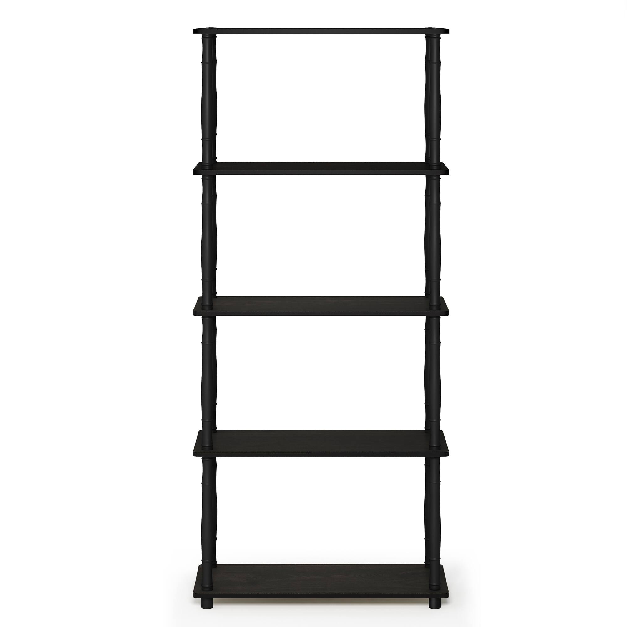 Alt View 2. Furinno - Turn-N-Tube 5-Tier Multipurpose Shelf Display Rack with Classic Tubes, Espresso/Black - Espresso/Black.
