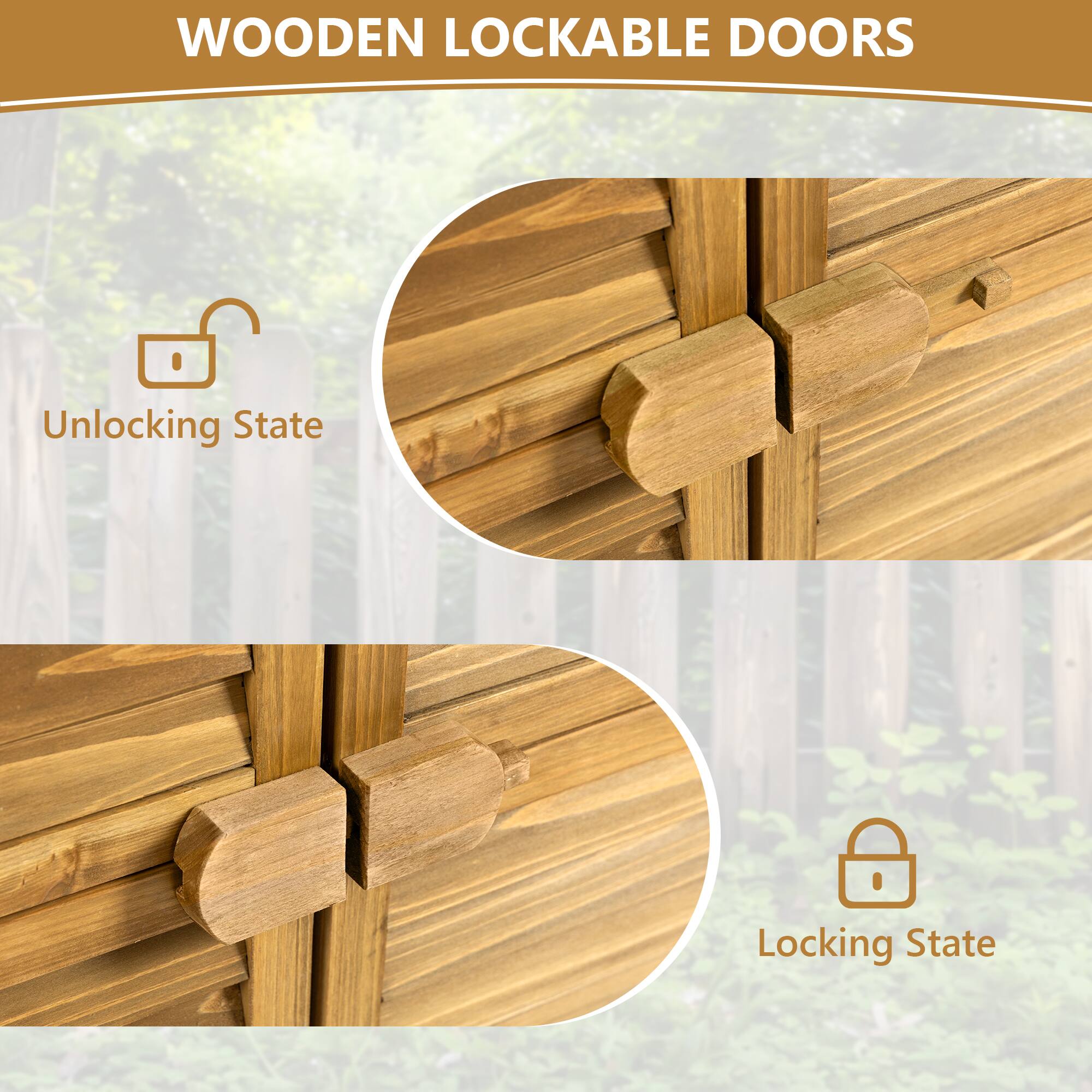 Alt View 2. TinyHomie - Outdoor Storage Cabinet Wood Garden Shed with Lockable Door Waterproof Roof and 2 Removable Shelves Outside Storage Shed.